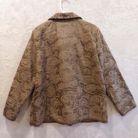 FOCUS Womans XL Gray Jacket Embossed Grandmacore Barn Flannel Lined - Picture 2 of 13